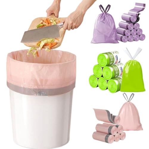 Piccoli sacchetti per la spazzatura con coulisse, 100 pezzi, 3 litri, a prova di perdite, resistenti agli strappi, inodore, mini sacchetti per la spazzatura per bagno, camera da letto, ufficio, cucina