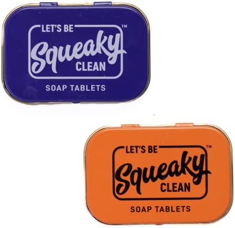 SqueakyClean Hand Made 30 Soap Tablets in Each Tin | Single Wash Hygiene Bar | Hand Washing | Convenient | Travel & Pocket Friendly Sets of 2