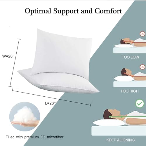 Fzzor Soft Flat Comfy Thin Pillows Standard Size Set Of 2,Premium Soft Support Bed Pillows For Sleeping,Down Alternative Breathable Pillows For Side Back Or Stomach Sleepers(20X26In ) thumb #5