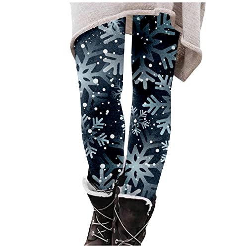 Generisch Navidad invierno mujeres a cuadros impresos moda casual pantalones largos ajustados elásticos cintura alta leggings al aire libre pantalones de mujer tamaño corto, J., XXL