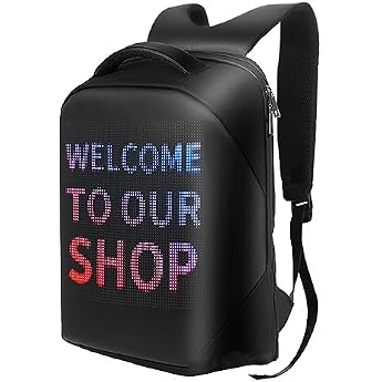 LED Backpack BT-APP Programmable Waterproof USB Powered Colorful LED Display Laptop Backpack 64 x 64 Screen DIY Travel Backpack