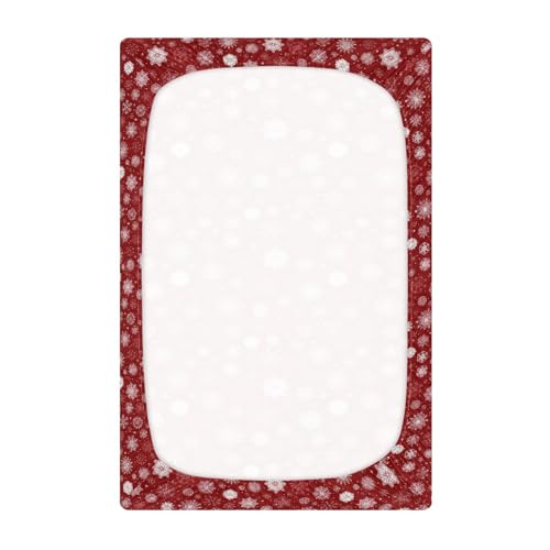 Image of Crib Sheet Breathable Soft Crib Mattress Sheet for Baby Toddler Boys Girls Fitted Crib Sheet Fit Standard Crib Mattress 39 x 27 Inch Red Christmas Snowflakes