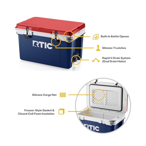 Image of RTIC 32 QT Ultra-Light Hard Cooler | Portable Hard Ice Chest Box for Beach, Drinks, Camping, Picnic, Fishing, Boat, Barbecue, 30% Lighter Than Rotomolded