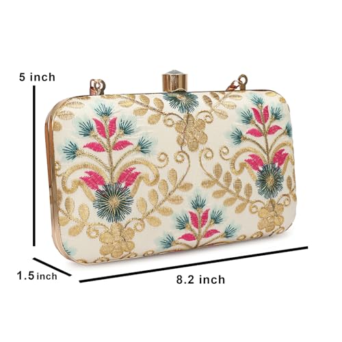 Image of LONGING TO BUY Hand Crafted Designer Box Clutch - Zari Embroidery For Women