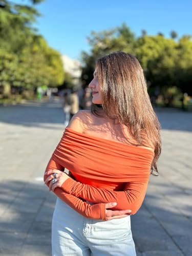 Image of HOTOUCH Women's Off Shoulder Long Sleeve Slim Fit Blouse