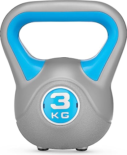 Gymtek Kettlebell 3kg, Gewicht voor Krachttraining, Workout Gewicht met Ergonomische Handvat, Kettlebell voor Spiertraining, Sport Apparatuur voor Thuis, Fitness, Gymnastiek, Thuis Workout Apparatuur