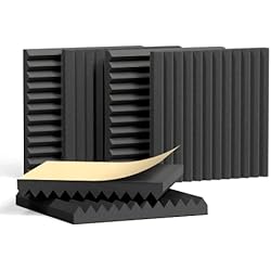 Alfombra Insonorizante GETOREX Espuma Acústica Pack 12 Paneles de 30x30x5cm + Auto-Adesivo Incluido/Ignifugo, Valido para Insonorizacion Acustica Pared para Estudio, Podcasting, Estudios Grabación, Oficinas (NEGRO)