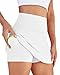 DLOODA Womens Skort Tennis Skirt with Pocket Shorts Mini Golf Skirts High Waisted Athletic Skorts Summer Workout White
