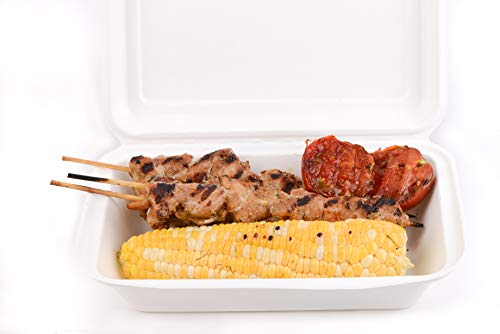 1000 Count - Biodegradable 9x6 Take Out Food Containers with Clamshell Hinged Lid - Eco Friendly Sugarcane Bagasse 100% Compostable, Recyclable, Togo, Restaurant Carry Out, Party Take Home Boxes