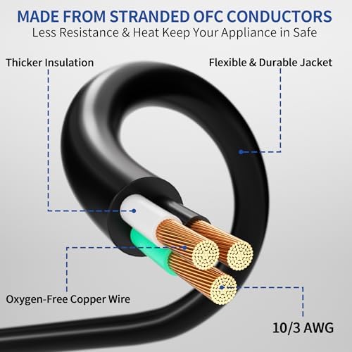 cismorvex 3FT Outdoor/Indoor 10/3 Extension Cord with Lighted, Black - 2