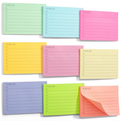 Mr. Pen- to Do List Sticky Notes, 3'x4', 9 Pads, 360 Sheets, Lined Checklist Sticky Pads with Smooth Writing, Easy Peel-Off, Thick Paper for Planning, Office, School & Daily Tasks