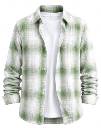 Image of DEEMOON Men's Cotton Blend Regular Fit Shirt | Full Sleeves Checkered Casual Button-Down Shirt for Men (Available in Plus Size)