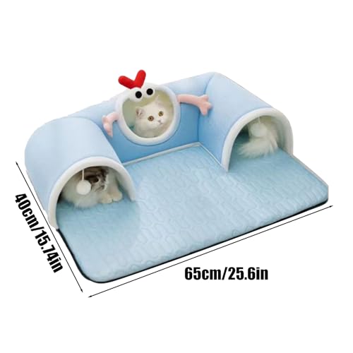 Tunnel de jeu pour chats et lit tapis intégré pour animaux de compagnie - 7