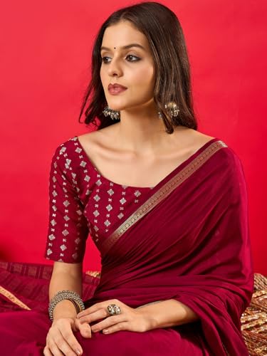 Image of AKHILAM Women's Kanjivaram Woven Soft Silk Saree With Blouse Piece