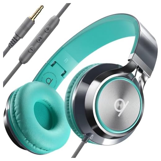 Artix CL750 Fones de ouvido com fio para adultos e crianças com microfone – fones de ouvido supra-auriculares com fio sobre a cabeça, fones de ouvido estéreo com fio para laptop – 90% de cancelamento de ruído com microfone para computador e telefone 3,5 mm