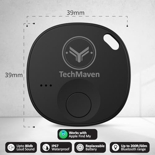 Image of AeroTag for iOS |Find My Network with Inbuilt Alert System | Anti-Theft /Anti-Lost Modes | No SIM Bluetooth Device |Tracking Device Keys, Wallet, Bag | 1 Year Battery Life-Black