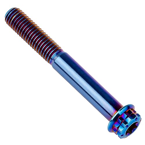 Image of Titanium Flange 12 Point Head M8 x15 20 25 30 35 40 45 50 55 60 65 80mm Screw Bolt Pack of 4 (Burning Blue, M8x80mm)