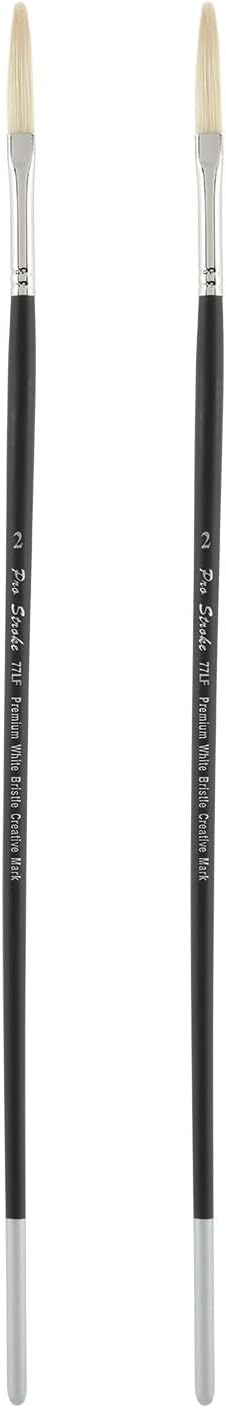 Creative Mark Pro Stroke Premium White Chungking Hog Bristle Artist Paint Brush - Long Filbert - Natural Bristle Brush - Suitable for Oils, Watercolors, Acrylics, Alkyds, Caseins (2-2 Pack)