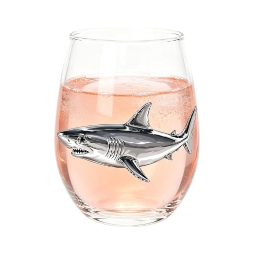 Copas de vino sin tallo de vidrio resistente y diseño de temática marina 2