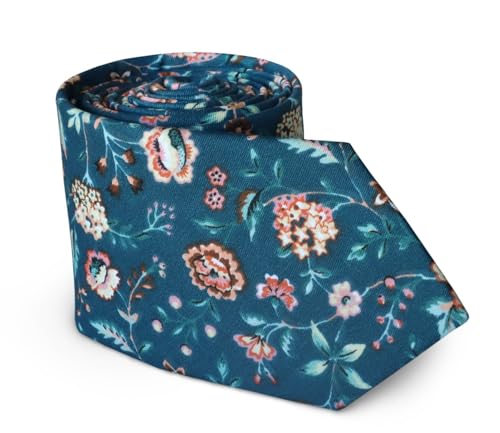 Cravate de mariage motif floral bleu Holmes contre le costume terne