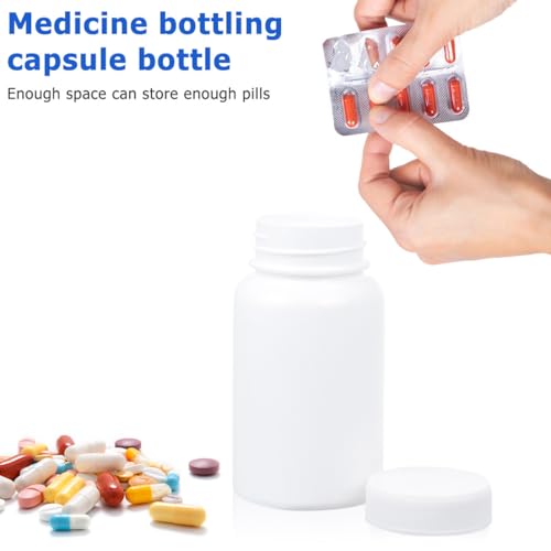 Contenedor de pastillas de polietileno blanco de 100 ml para viaje con 20 unidades 5