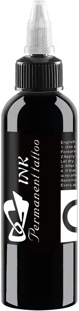 1 Bottle Tattoo Ink Super Black Ink Pigment Set Kits Body Arts Black Pigment Kit for 3D Makeup Beauty Skin Body Art. (120ML)