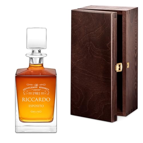 Maverton Decanter per whiskey e bourbon da 810 ml - incisione personalizzata - Caraffa vetro per whisky - Bottiglia per festa del papà o compleanno - pensiero speciale per uomo - Limited