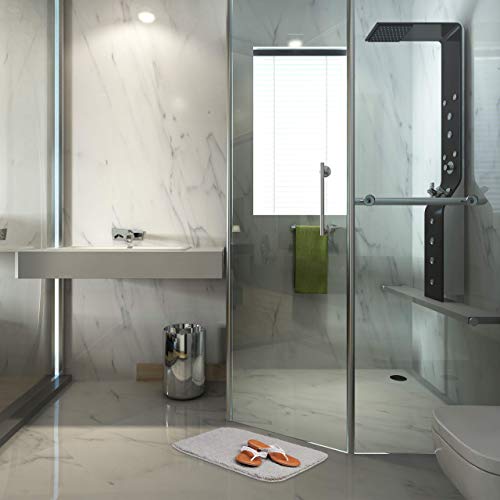 Relaxdays Bath Mat, Fluffy Bath Rug, Non-Slip & Washable, Bathroom Mat, 50 x 80 cm, Grey