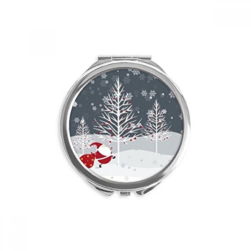 Miroir maquillage de poche portable rond DIYthinker arbre flocon de neige multicolore