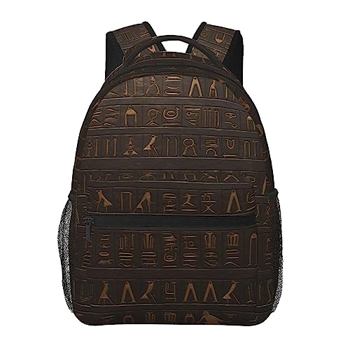 Sac à dos de voyage confortable contre le mal de dos avec motif hiéroglyphe noir