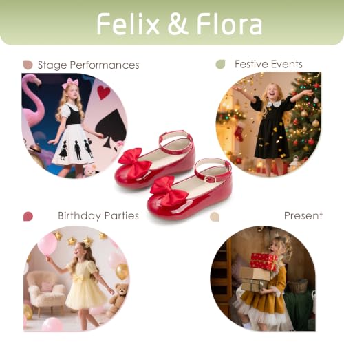 Image of Felix & Flora Toddler Flower Girl Dress Shoes - Baby Girl Ballet Mary Jane Flats for Party School Wedding