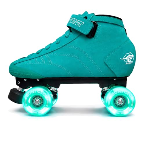 Bont Skates - Prostar Soft Teal Suede Professional Roller Skates with Glow Light Up Led Wheels - Indoor and Outdoor - Roller Skates - Rollerskates - Bont 4.5 (Bont 4.5)