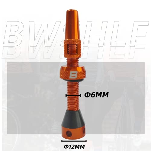 Bwshlf Orange Tubeless Presta Valve Stem 40Mm / 44Mm, Super Light Alloy Presta Valve Stem Kit With Valve Core Remover Tool And Valve Stem Caps - Multiple Color And Size Options(Pair) #TOP2