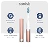 Sonisk Pulse | Battery Powered Electric Toothbrush | Portable Travel Size with Antimicrobial Sonic Technology | 1x Battery, 2X Brush Heads, 1x Travel Case Included (Rose Gold)