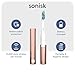 Sonisk Pulse | Battery Powered Electric Toothbrush | Portable Travel Size with Antimicrobial Sonic Technology | 1x Battery, 2X Brush Heads, 1x Travel Case Included (Rose Gold)