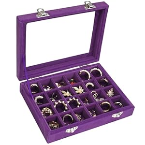Velvet Jewelry Box 24 Grid Jewelry Ring Display Or...