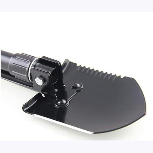 Folding Shovel Multifunctional Folding Spade Folding Camping Shovel Tool Steel Spade Outdoor Survival Emergency Tool (Black)