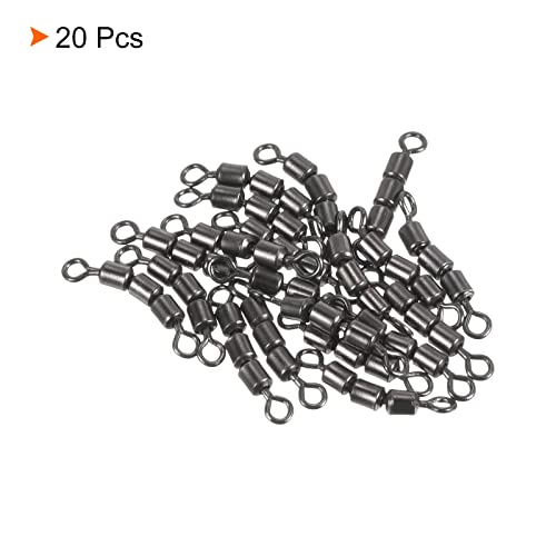 PATIKIL High Speed 3 Roller Swivel, 20Pcs 37lb Copper Barrel Bead Chain Rolling for Saltwater Freshwater Fishing Black - Image 3