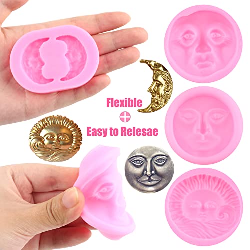 Zixiang Halloween Moon Face Silicone Mold Sun Face Fondant Mold For Cake Decoration Cupcake Topper Polymer Clay Candy Chocolate Gum Paste Set Of 4 #TOP1
