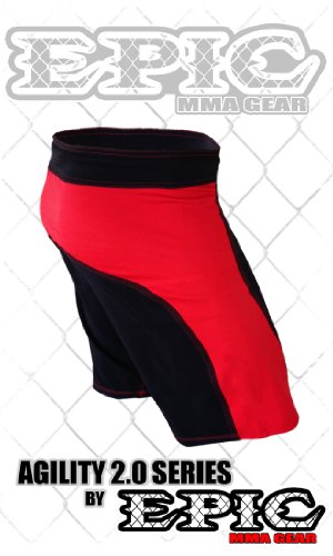 Epic MMA Gear WOD Shorts Agility 2.0 (Black/Red, 34)