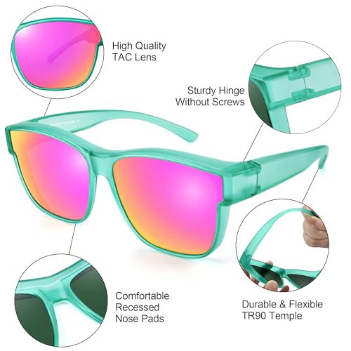 Image of URUMQI Polarized Sunglasses Fit Over Glasses for Men Women, Oversized Square Sun Glasses UV400 Protection