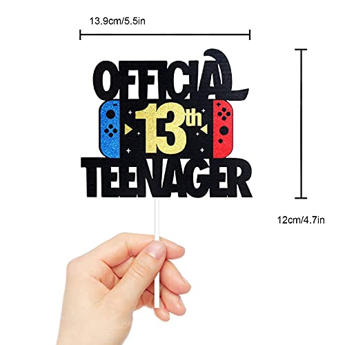 Image of FestikoOfficial Teenager 13th Birthday Cake Topper - Boys Girls 13th Birthday Glitter Cake Supplies - Thirteen Years Old Birthday Party Decoration, Black