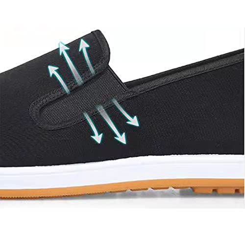 Old Beijing Cloth Shoes, Men Slip-On Breathable Chinese Traditional Old Beijing Canvas Shoes, Rubber Sole Kung Fu Martial Arts Tai Chi, for Travel, Outdoor, Beach Travel, Park Jogging3