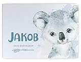 Babyalbum - Mein erstes Jahr, Junge Mädchen, Album zur Geburt, Baby-Tagebuch, schönsten Momente und Erinnerungen zum Auszufüllen auf 104 Seiten (mit Personalisierung, Koala, blau)