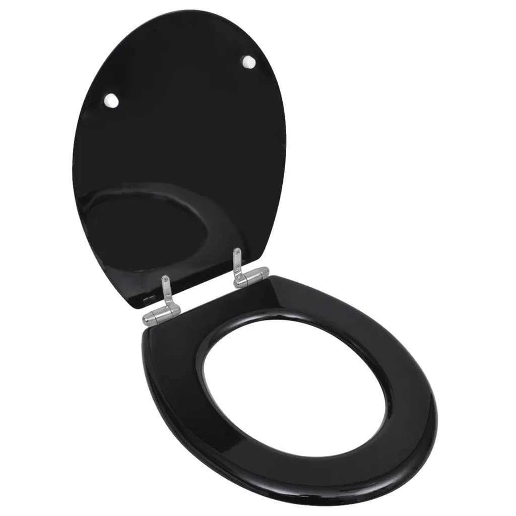 MOBYGKFY Toilet Seat Lid with Soft Close Design Black