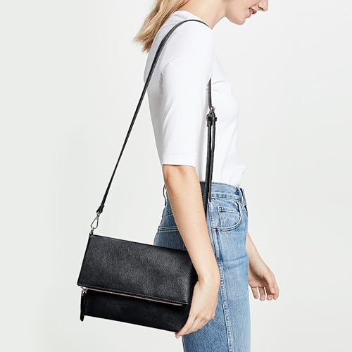 Image of KALIDI Vintage Vegan Leather Crossbody Bag PU Shoulder Bag Handbag Multiple Pockets Adjustable Removable Strap Women