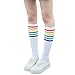 Produktbild TEBAISE Damen Winter Warme Überknie Strümpfe Baumwollstrümpfe Retro Lange Socken College Schüler Mädchen Sportsocken Über Kniestrümpfe mit Streifen Weihnachten Karneval Fasching