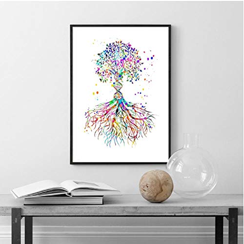 Rjunjie Árbol de ADN Acuarela Impresión de Arte Ciencia médica Decoración de...