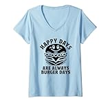 Photo Gallery donna happy days are always burger days burger hamburger grilling maglietta con collo a v Photo Gallery donna happy days are always burger days burger hamburger grilling maglietta con collo a v