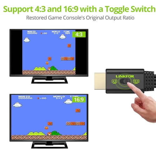 Image of LiNKFOR N64 to HDMI Converter, CVBS Adapter for N64 NGC SNES, PAL /NTSC | Comes with 16:9 /4:3 screen switch, mini compact design, transmits audio & video stably, plug and play without drivers